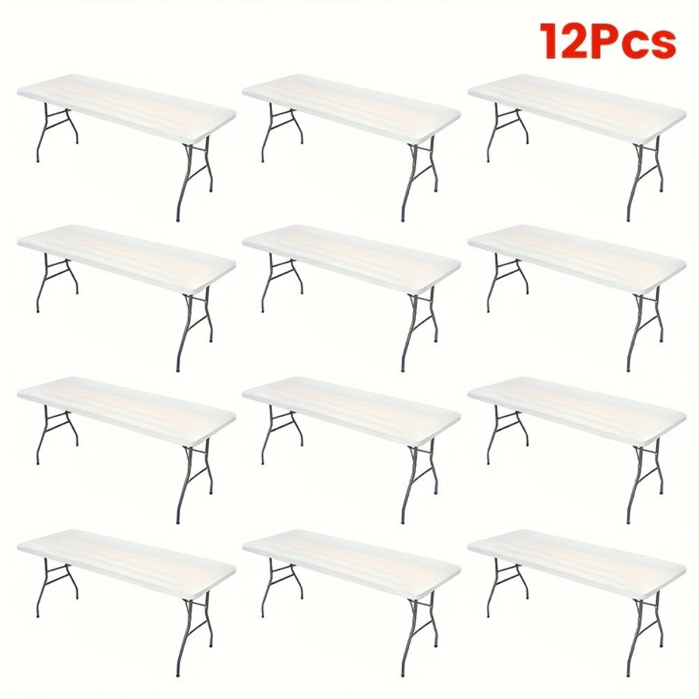Tablecloth Elastic Cover Set for 6-Foot Rectangle Tables in 3, 6, 9 or 12 Pieces and Three Colors