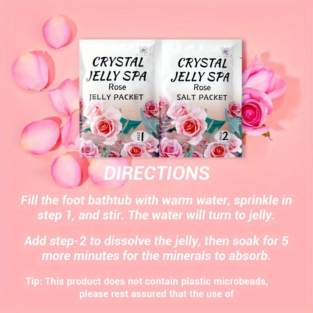 Foot Soak for Dry Cracked Feet Jelly Spa Bubble Bath Salt — Moisturizing Exfoliating Foot Care Treatment, Honey Lavender Lemon & Rose Scents, Relaxing At-Home Pedicure Spa Gift for Women & Men