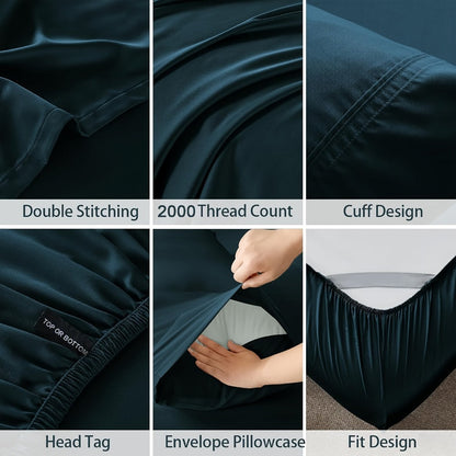 Four-Piece Rayon-from-Bamboo Sheet Set in 12 Solid Colors for Twin, Full, Queen or King Beds