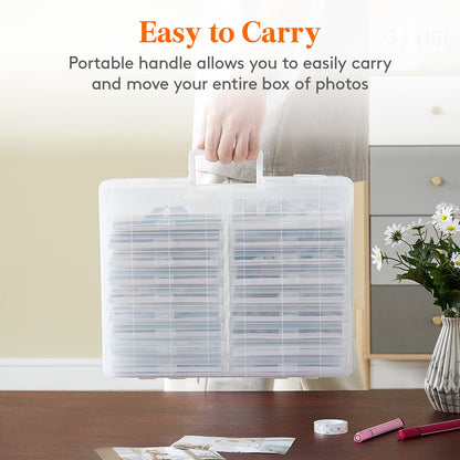 Photo Storage Box with 14 or 18 Inner Keeper Cases in Clear, Black or Multicolor Configurations