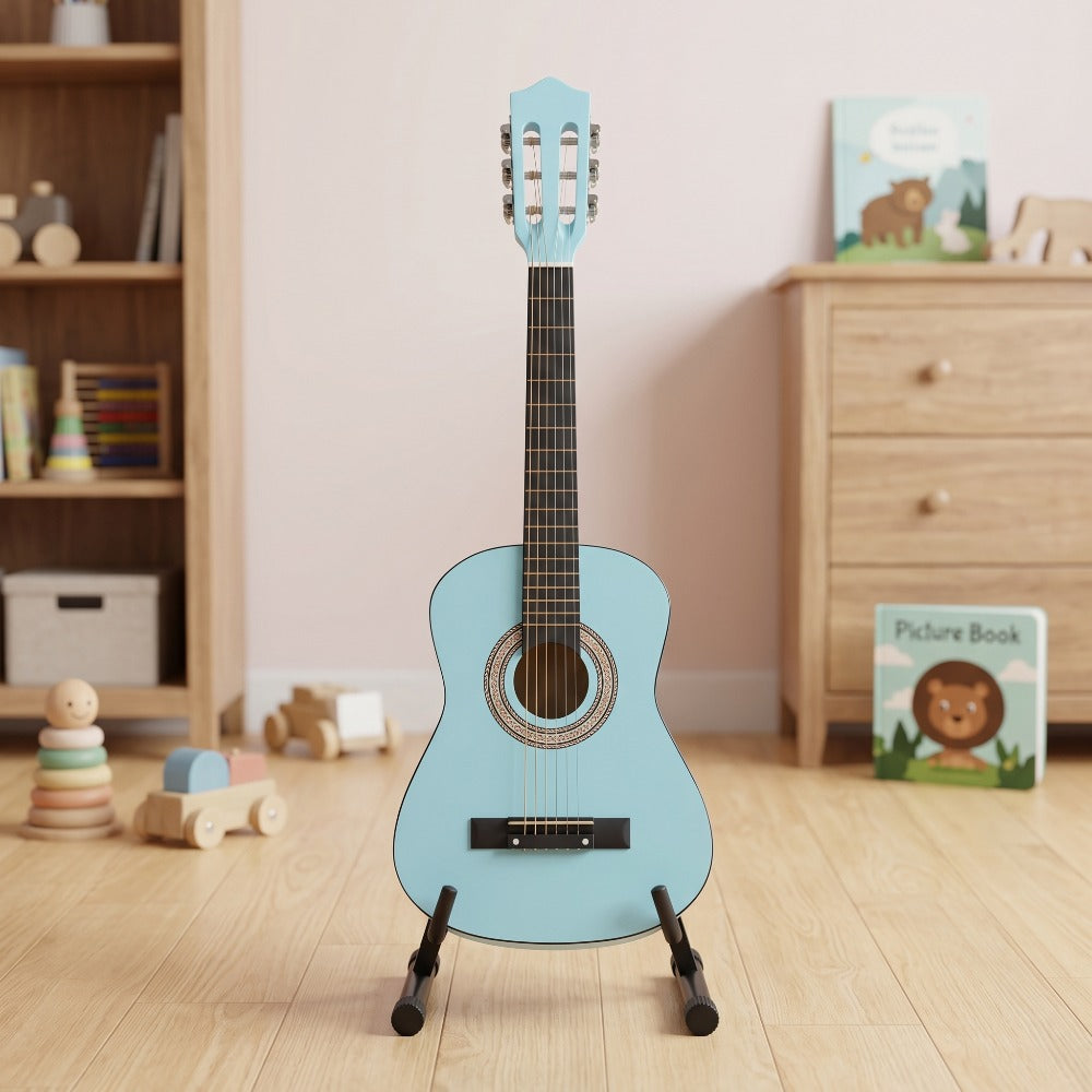 Acoustic Guitar shown in the Sky Blue option