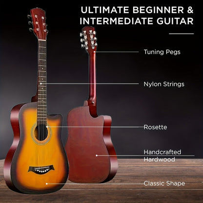 Acoustic Guitar, 38 Inch, Inch, Matte, Beginners for Lessons and Practice detail image - detail view 6