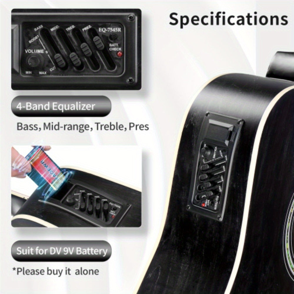 Acoustic Guitar, Adjustable, 10W, KMA101, 41-Inch, Black for Lessons and Practice detail image - detail view 8