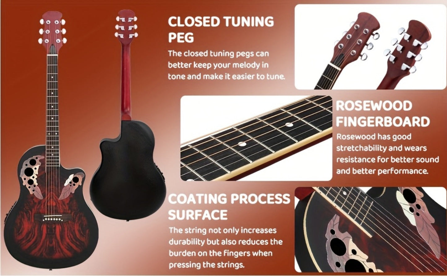 Acoustic Guitar, Adjustable, Full Size, Electric, 41-Inch for Lessons and Practice detail image - detail view 16
