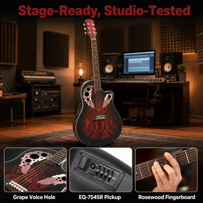 Acoustic Guitar, Adjustable, Full Size, Electric, 41-Inch for Lessons and Practice detail image - detail view 3