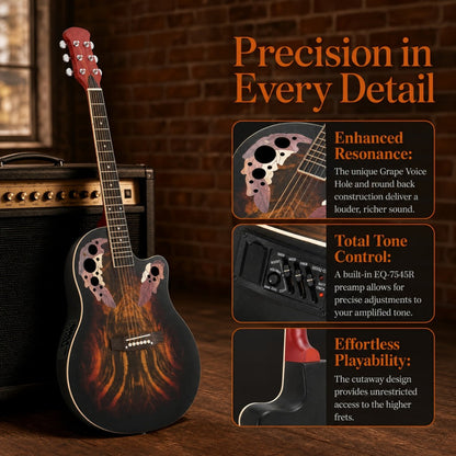 Acoustic Guitar, Adjustable, Full Size, Electric, 41-Inch for Lessons and Practice detail image - detail view 5
