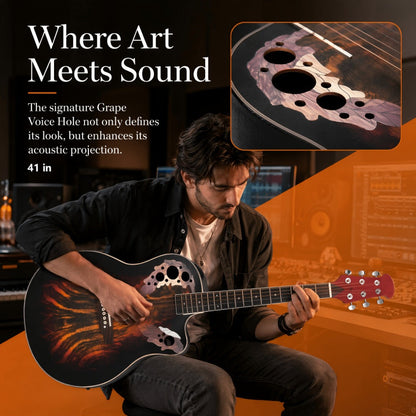 Acoustic Guitar, Adjustable, Full Size, Electric, 41-Inch for Lessons and Practice detail image - detail view 6