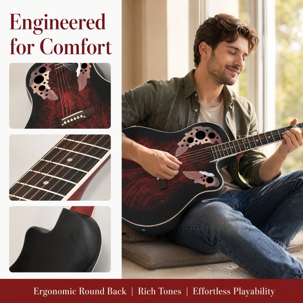 Acoustic Guitar, Adjustable, Full Size, Electric, 41-Inch for Lessons and Practice detail image - detail view 7