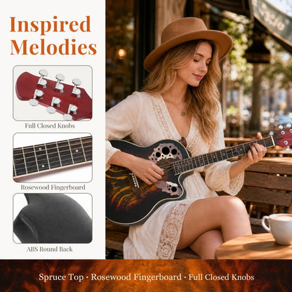 Acoustic Guitar, Adjustable, Full Size, Electric, 41-Inch for Lessons and Practice detail image - detail view 9
