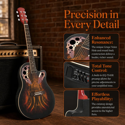 Acoustic Guitar shown in the Matte Sunset option