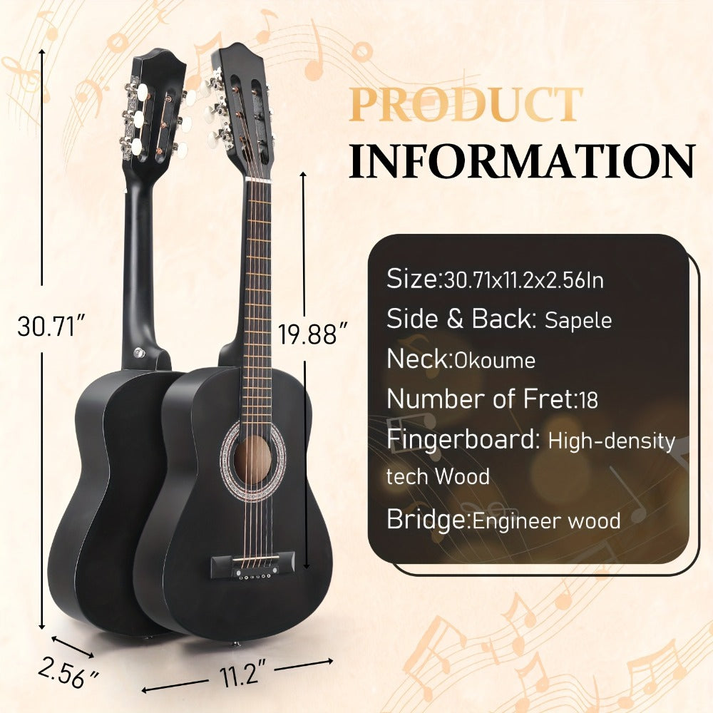 Acoustic Guitar, Black, 30-Inch, Basswood, Cutaway for Lessons and Practice detail image - detail view 12
