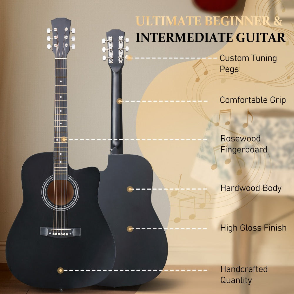 Acoustic Guitar, Black, 30-Inch, Basswood, Cutaway for Lessons and Practice detail image - detail view 15