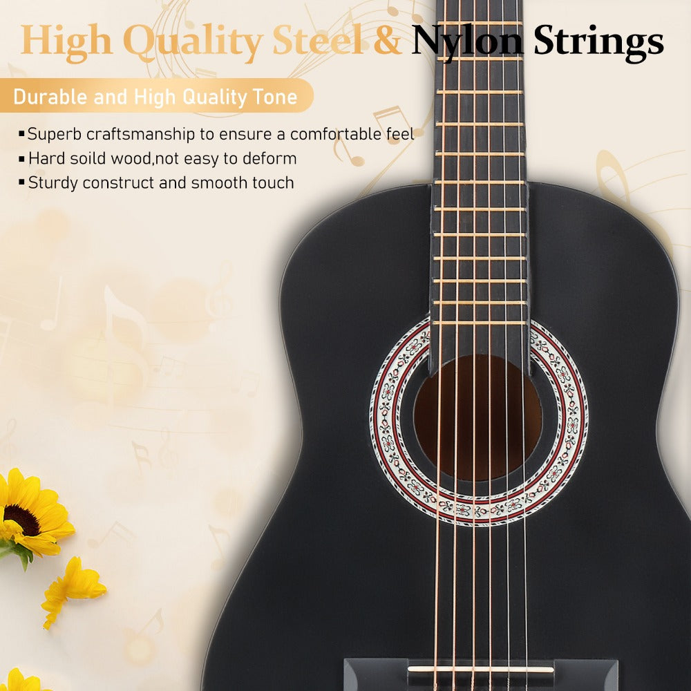 Acoustic Guitar, Black, 30-Inch, Basswood, Cutaway for Lessons and Practice detail image - detail view 4