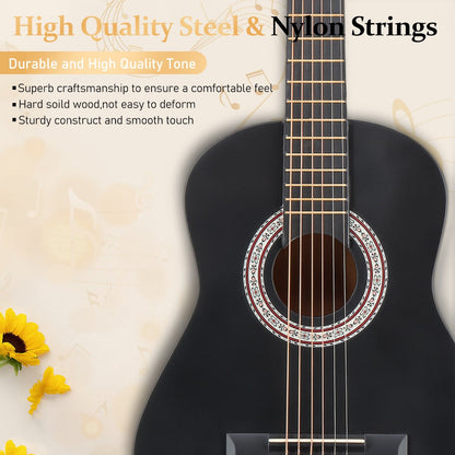Acoustic Guitar, Black, 30-Inch, Basswood, Cutaway for Lessons and Practice detail image - detail view 4
