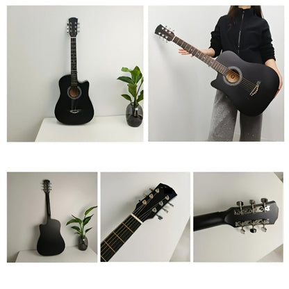 Acoustic Guitar, Black, 38 Inch, Inch, Beginner, Set for Lessons and Practice detail image - detail view 5