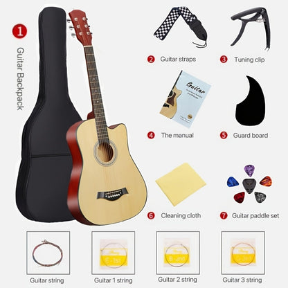 Acoustic Guitar, Black, 38 Inch, Inch, Beginner, Set for Lessons and Practice detail image - detail view 6