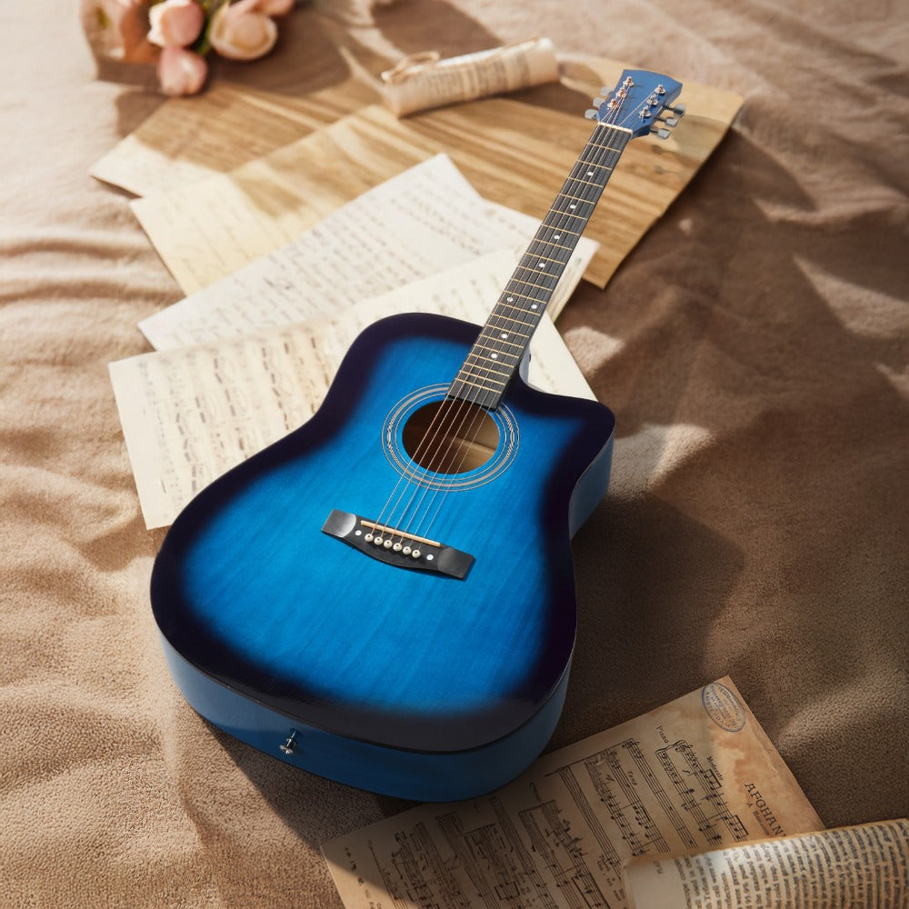 Acoustic Guitar, Black, Full Size, 41-inch, Basswood, Cutaway for Lessons and Practice detail image