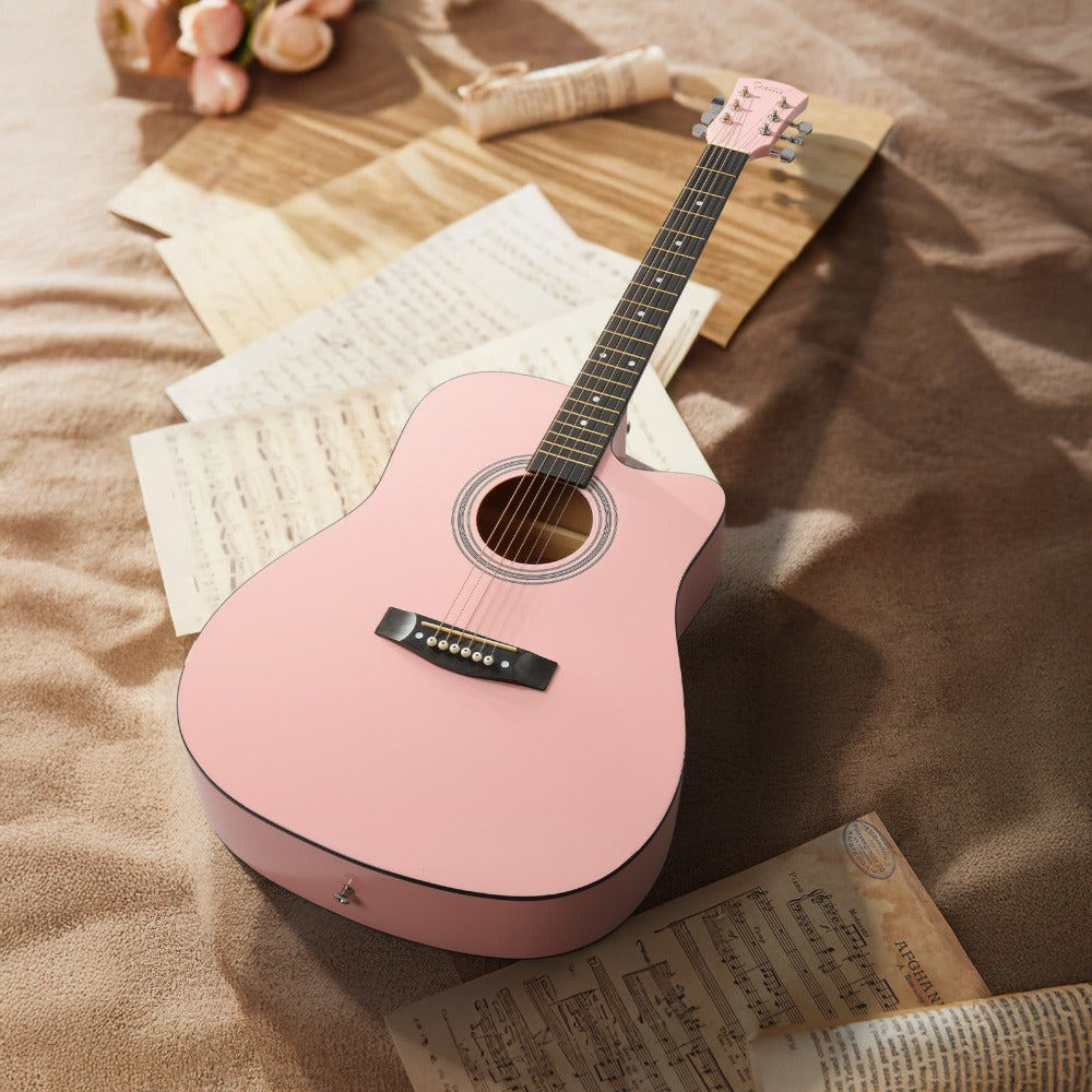 Acoustic Guitar, Black, Full Size, 41-inch, Basswood, Cutaway for Lessons and Practice detail image - detail view 4