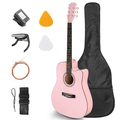 Acoustic Guitar, Black, Full Size, 41-inch, Basswood, Cutaway for Lessons and Practice detail image - detail view 7