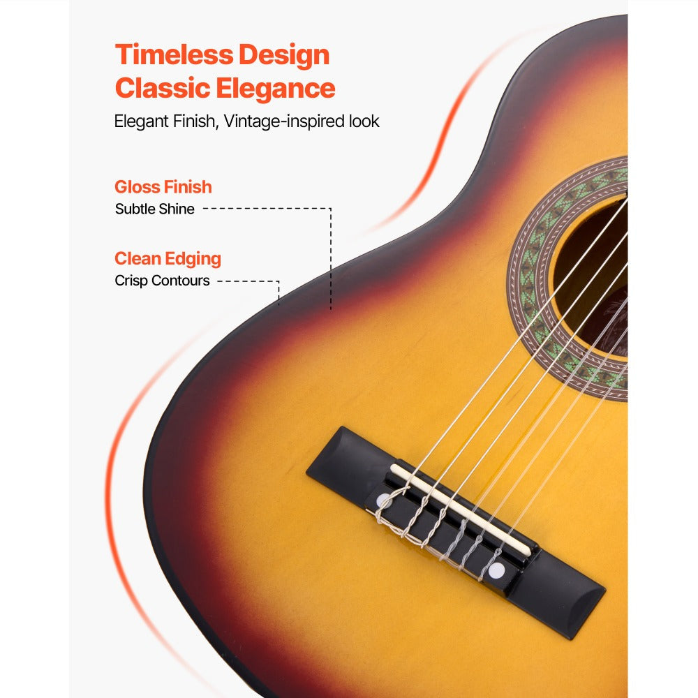 Acoustic Guitar, Black, VEVOR, Classical, Beginner for Lessons and Practice detail image - detail view 10