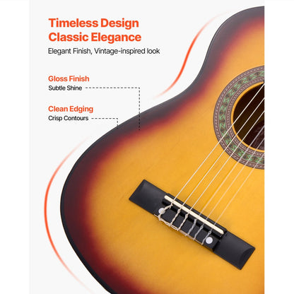 Acoustic Guitar, Black, VEVOR, Classical, Beginner for Lessons and Practice detail image - detail view 10