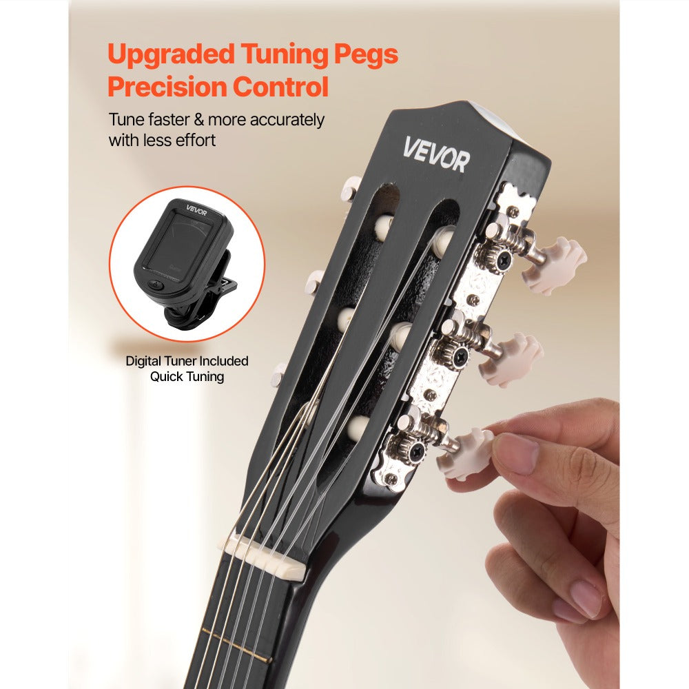 Acoustic Guitar, Black, VEVOR, Classical, Beginner for Lessons and Practice detail image - detail view 13