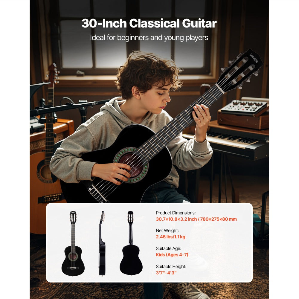 Acoustic Guitar, Black, VEVOR, Classical, Beginner for Lessons and Practice detail image - detail view 14