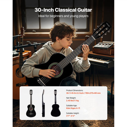 Acoustic Guitar, Black, VEVOR, Classical, Beginner for Lessons and Practice detail image - detail view 14