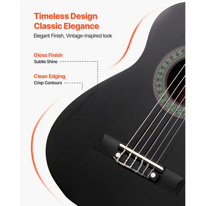 Acoustic Guitar, Black, VEVOR, Classical, Beginner for Lessons and Practice detail image - detail view 18