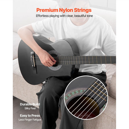 Acoustic Guitar, Black, VEVOR, Classical, Beginner for Lessons and Practice detail image - detail view 19