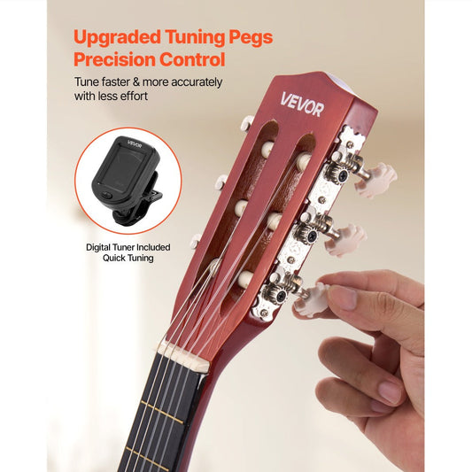 Acoustic Guitar, Black, VEVOR, Classical, Beginner for Lessons and Practice detail image