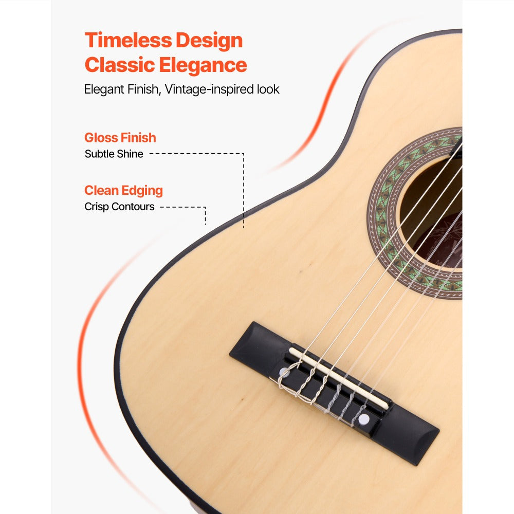 Acoustic Guitar, Black, VEVOR, Classical, Beginner for Lessons and Practice detail image - detail view 23