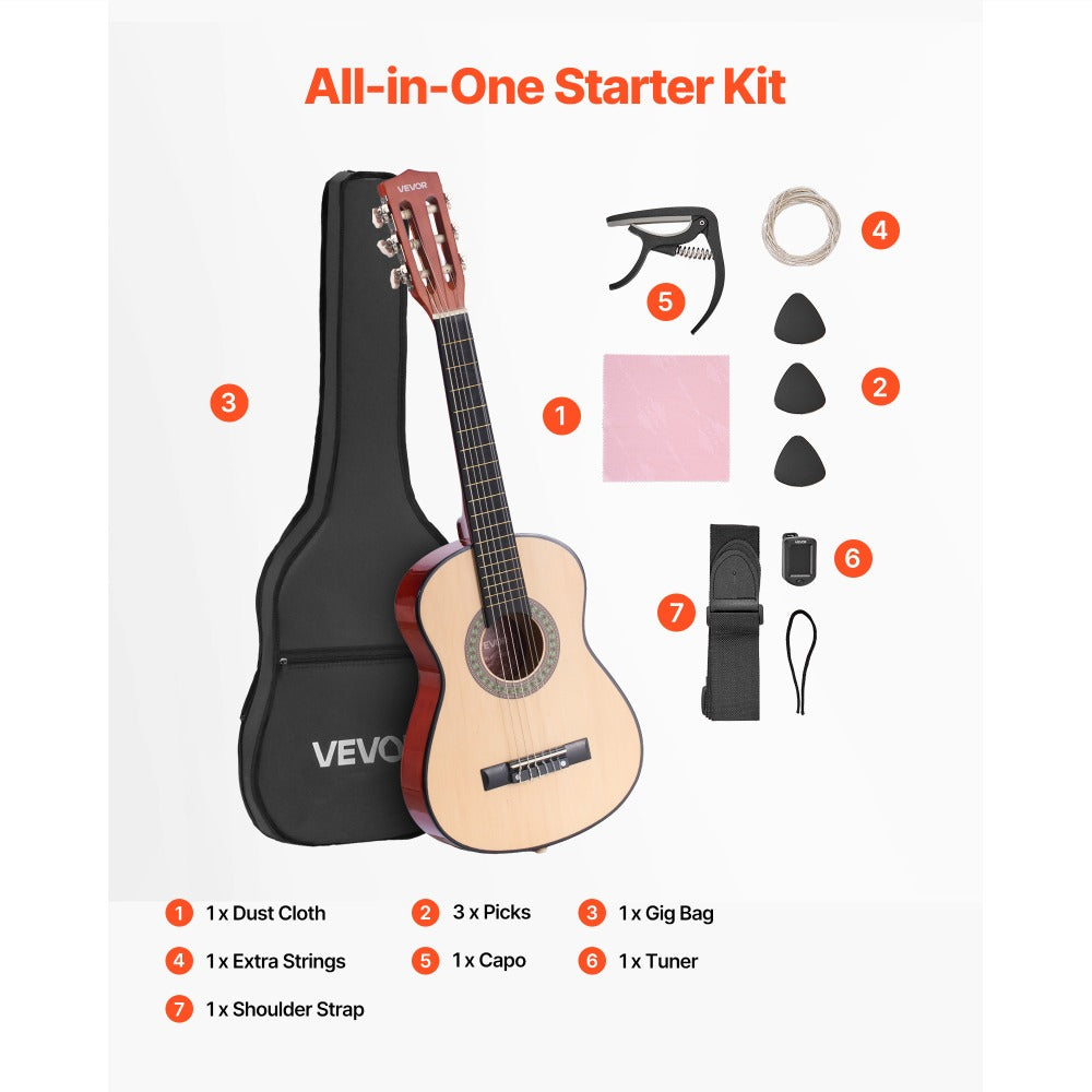 Acoustic Guitar, Black, VEVOR, Classical, Beginner for Lessons and Practice detail image - detail view 25