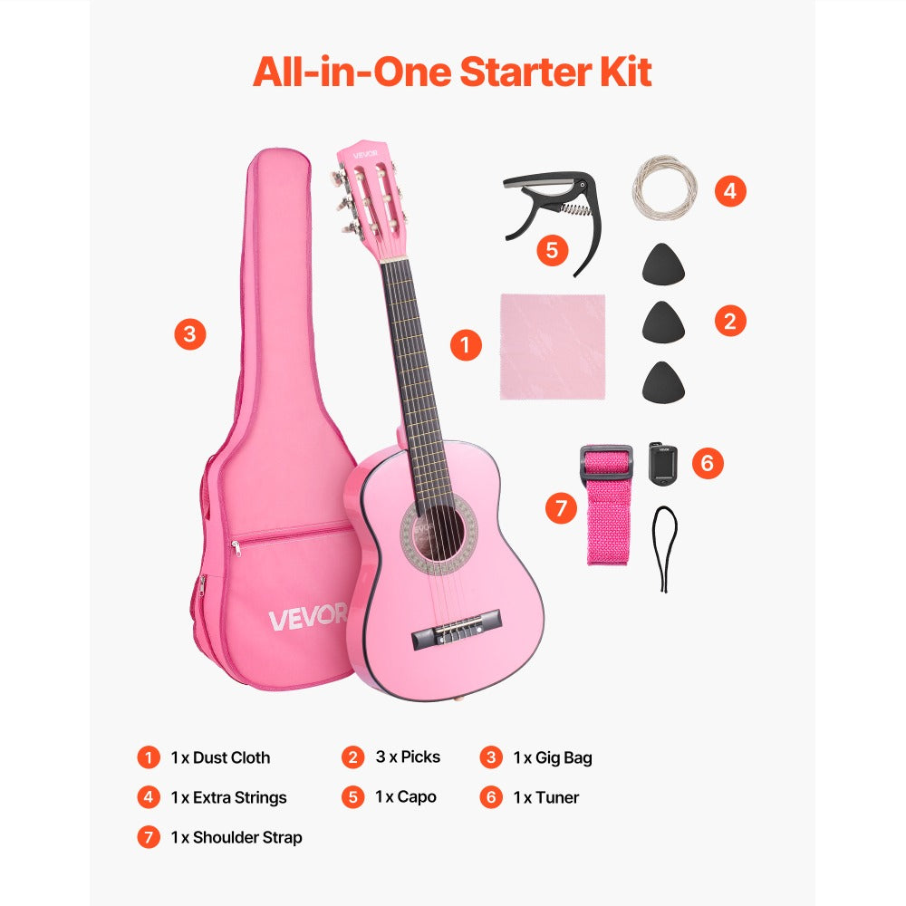 Acoustic Guitar, Black, VEVOR, Classical, Beginner for Lessons and Practice detail image - detail view 31