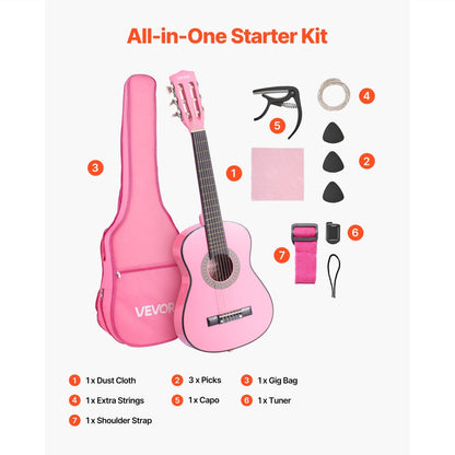 Acoustic Guitar, Black, VEVOR, Classical, Beginner for Lessons and Practice detail image - detail view 31
