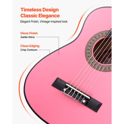 Acoustic Guitar, Black, VEVOR, Classical, Beginner for Lessons and Practice detail image - detail view 32