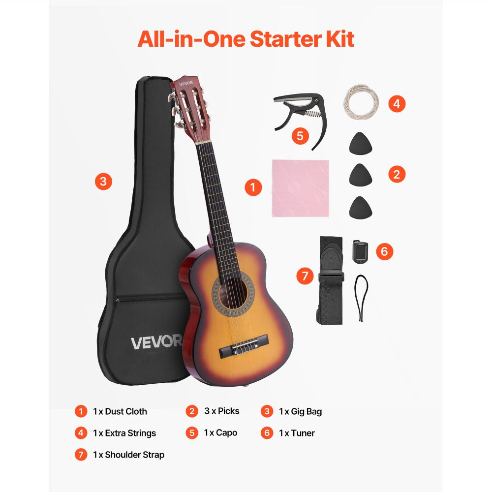 Acoustic Guitar, Black, VEVOR, Classical, Beginner for Lessons and Practice detail image - detail view 9