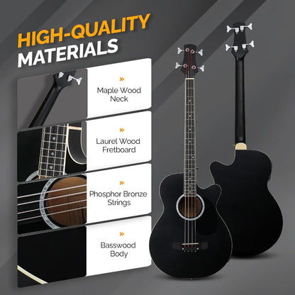Acoustic Guitar, Black with AMP, Full Size, GLARRY, 44.5In, Full for Lessons and Practice detail image