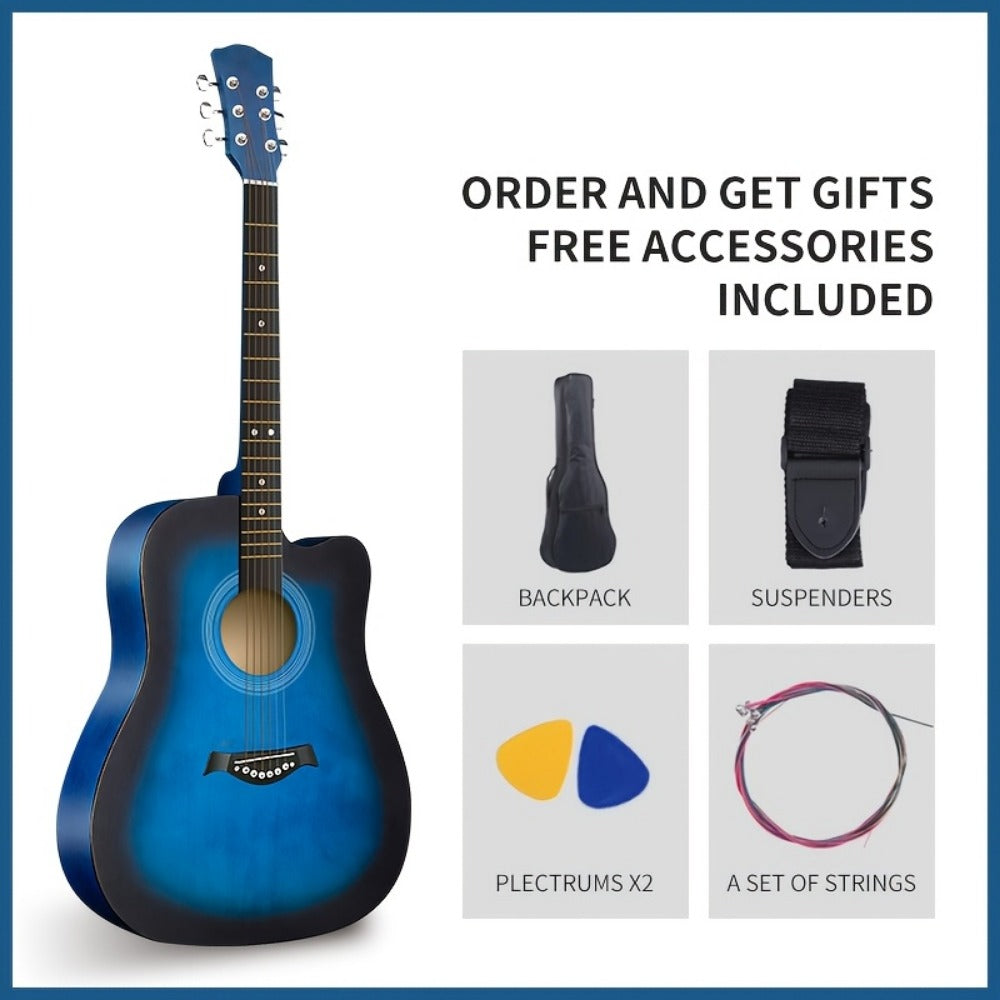 Acoustic Guitar, blue+38 inches, Full Size, Full-Size/, Cutaway, GuitarFor for Lessons detail image - detail view 3