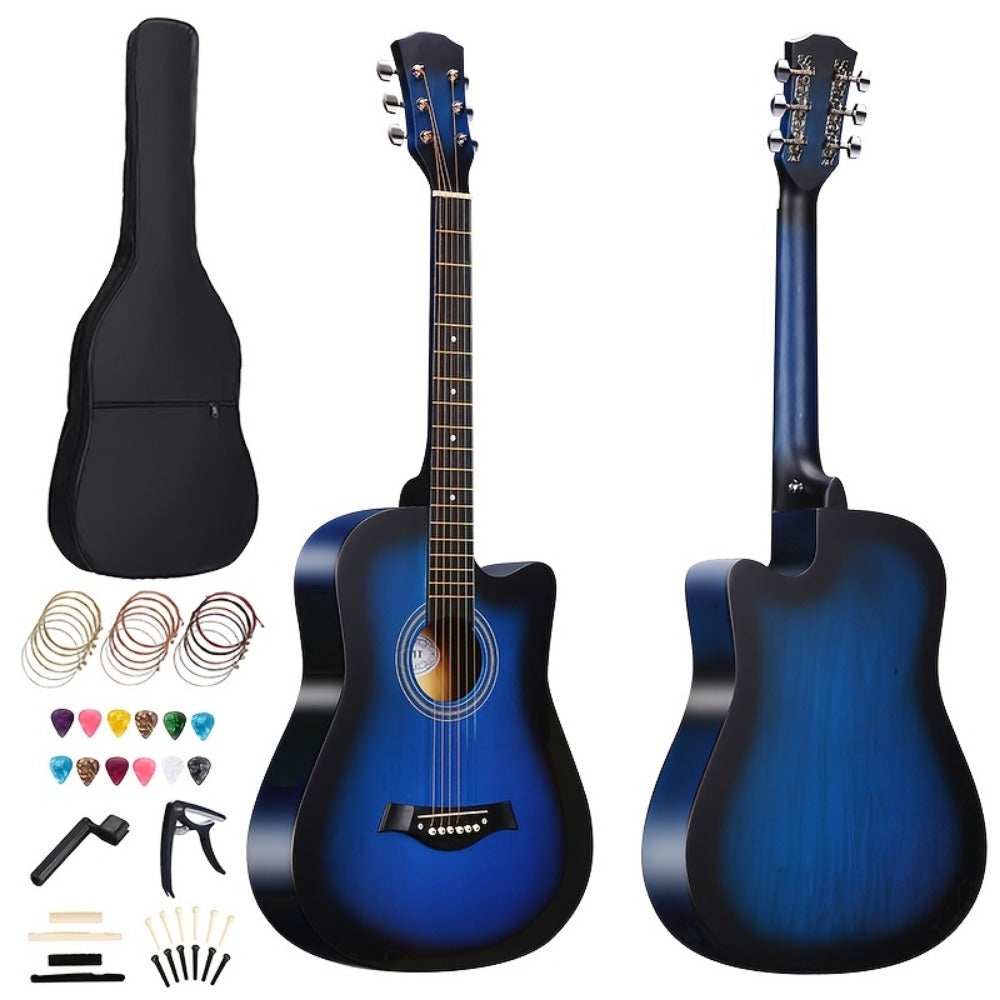Acoustic Guitar, Blue-A, Full Size, Full-Size, Complete, Beginners for Lessons detail image - detail view 12
