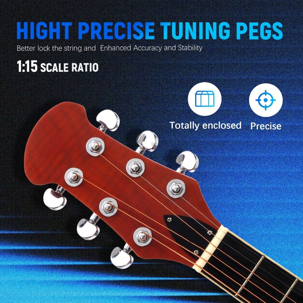 Acoustic Guitar, Blue, Full Size, BONNLO, 41In, Cutaway for Lessons and Practice detail image - detail view 15