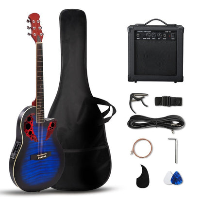 Acoustic Guitar, Blue, Full Size, BONNLO, 41In, Cutaway for Lessons and Practice detail image - detail view 9