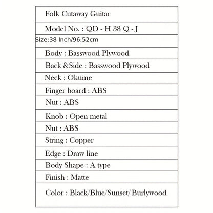 Acoustic Guitar, Complete, 38-Inch, Players for Lessons and Practice detail image - detail view 15