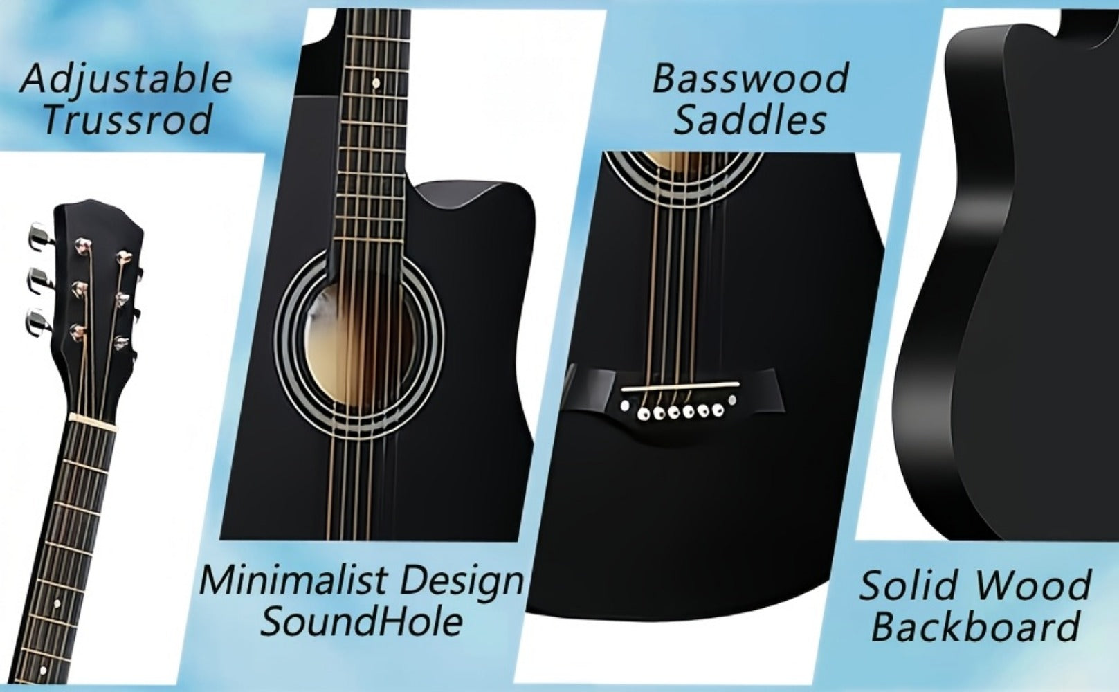 Acoustic Guitar, Portable, 38 Inch, Halloween, Inch, Starter for Lessons and Practice detail image - detail view 16