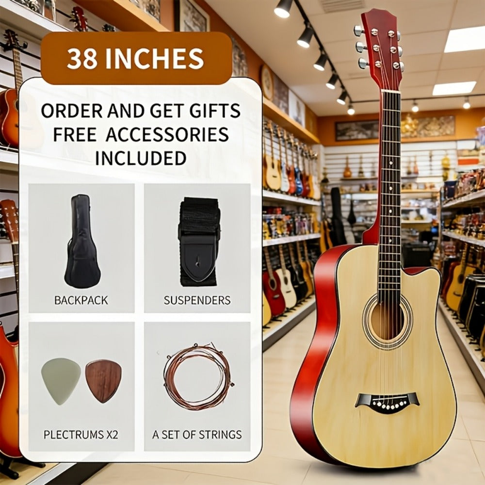 Acoustic Guitar, Starter, Kit, 38-Inch for Lessons and Practice detail image