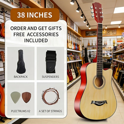 Acoustic Guitar, Starter, Kit, 38-Inch for Lessons and Practice detail image