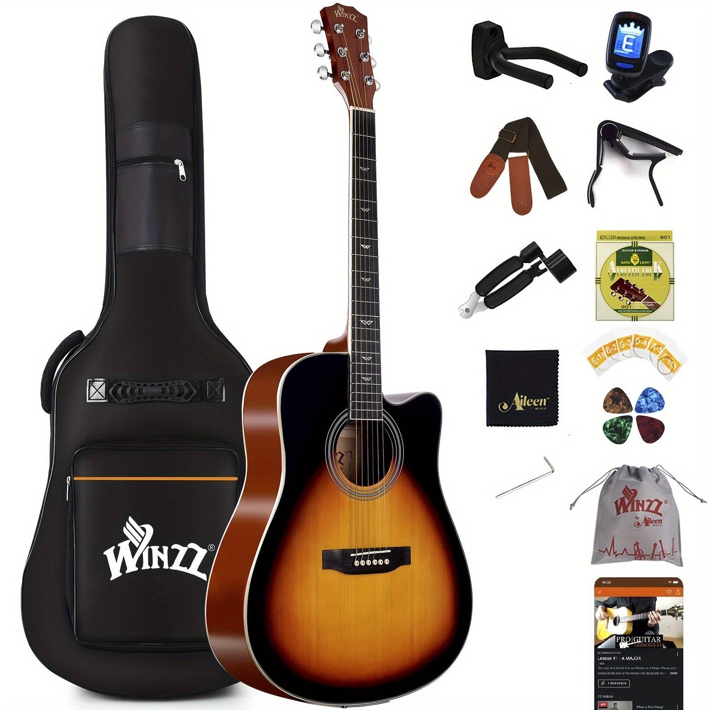 Acoustic Guitar shown in the SUNBURST option