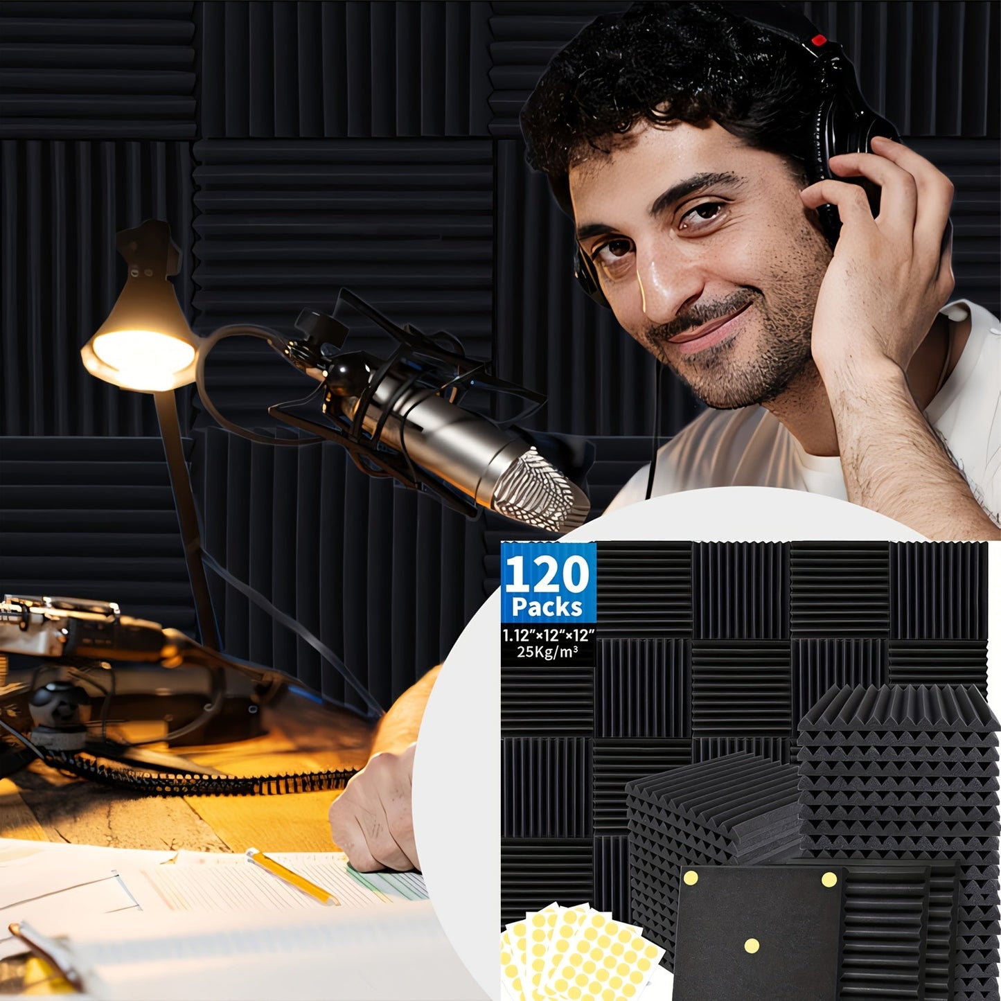 Acoustic Wall Panel shown in the 120pcs-(Includes Double-Sided) option