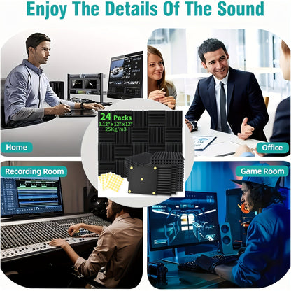 Acoustic Wall Panel shown in the 24pcs-(Includes Double-Sided) option