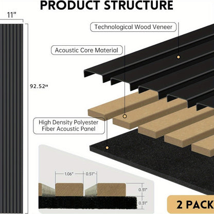 Acoustic Wall Panel, 2Pack, Panels, Decor for Reducing Room Reflections In Recording detail image